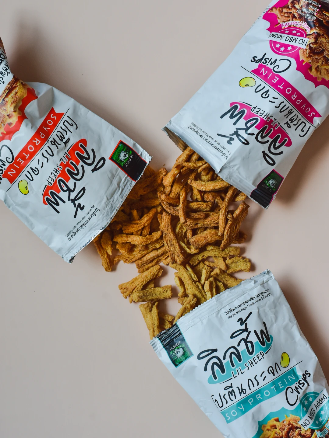 LIL SHEEP Thai Snack Soy Protein Crisps Tomyum Flavor