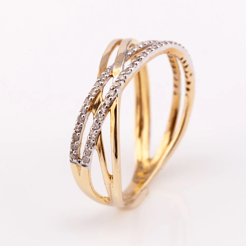 minimal 14K gold plated silver 925 twisted ring with diamond material customization high quality factort price