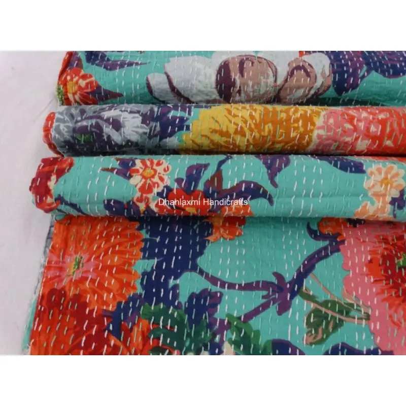 Красивое Хлопковое одеяло ручной работы Kantha домашнее декоративное покрывало оптовая продажа индийское ручное с принтом Gudari