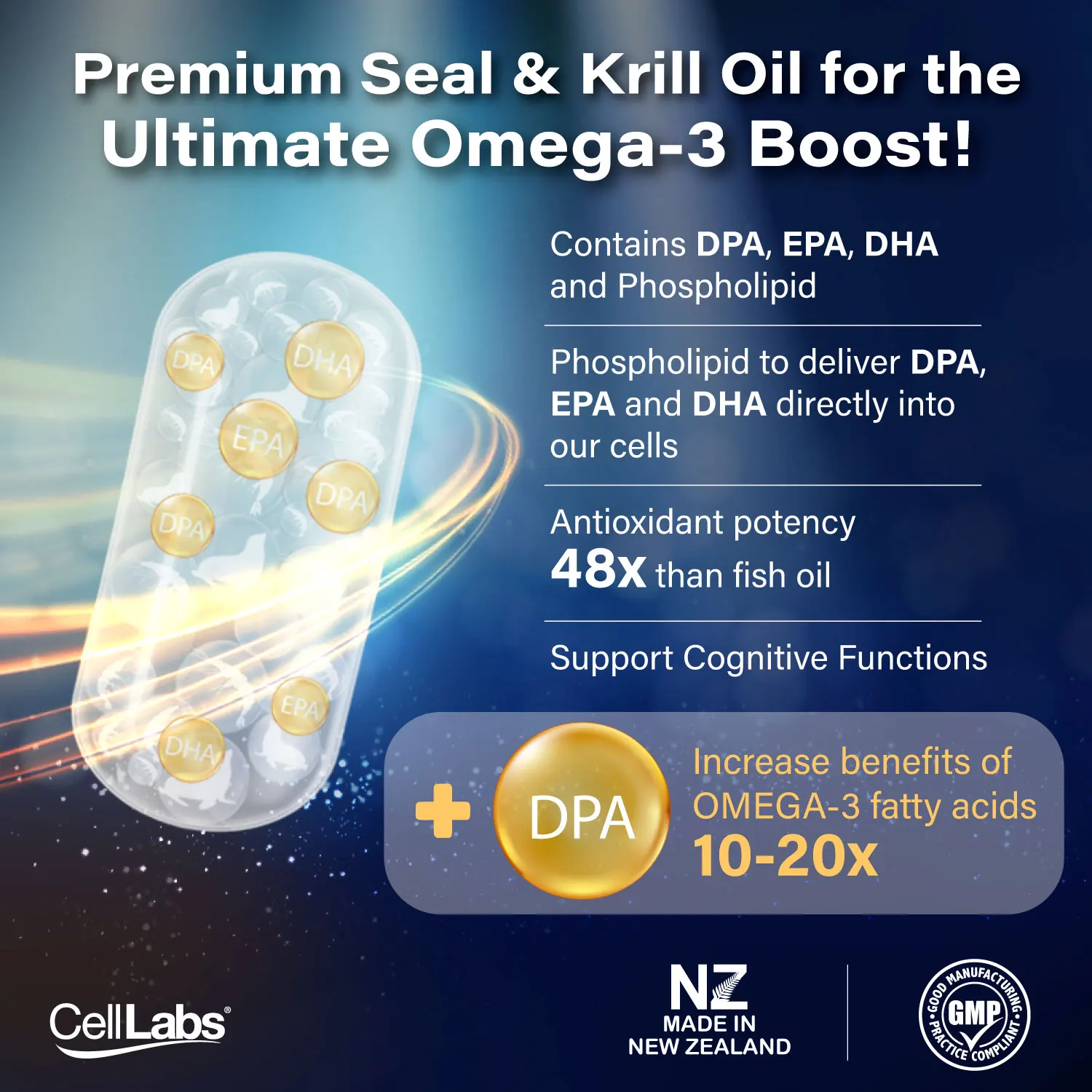 GMP Certified High Quality New Zealand Seal Oil Krill Oil Pills CellLabs SK2 Omega for Knee and Joint Pain