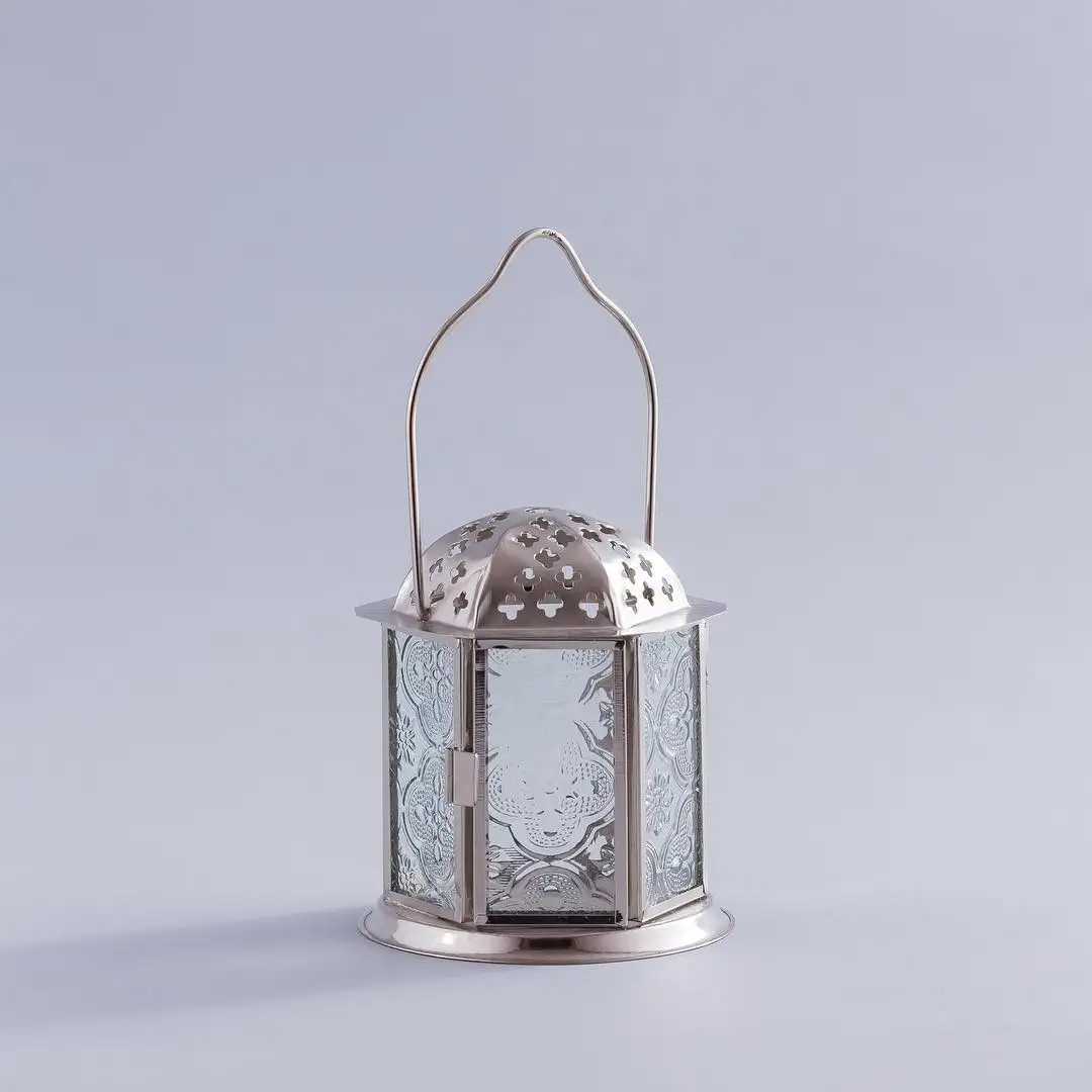 Hot sale set of 3 white Moroccan style metal candle lantern with clear glass high metal christmas decoration candle lantern