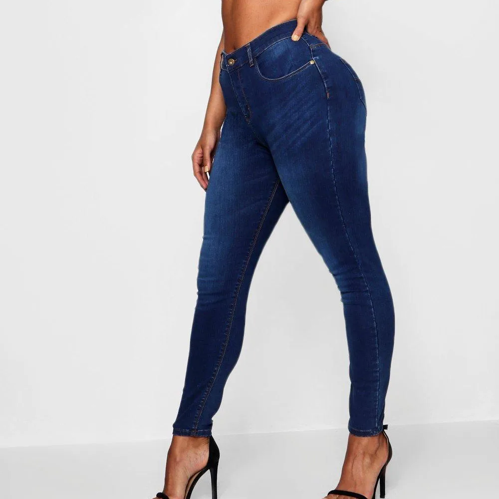 High Quality Basics High Waist Plus Size 5 Pocket Skinny Jeans / New Plain Jean For Women In Factory Price