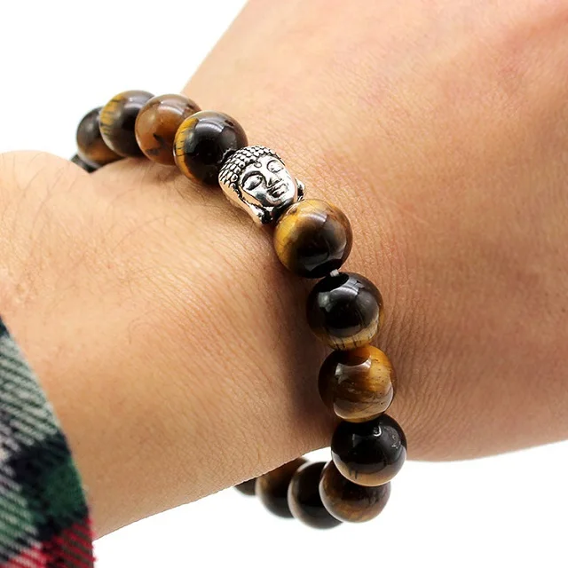 stone bracelet Tiger Eye With Buddha Head natural stone bracelet bead wholesaler