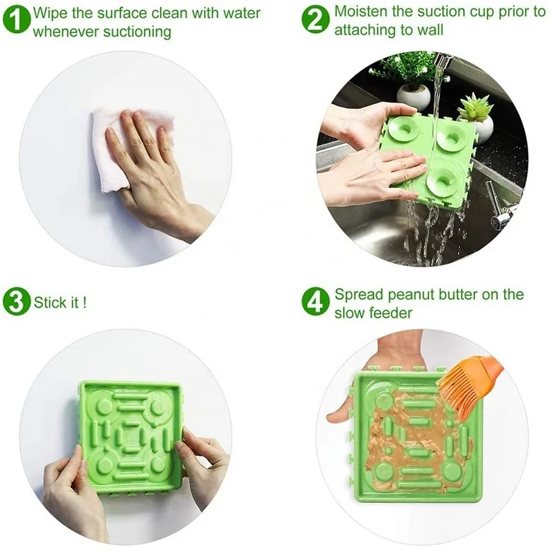 Двойной набор из 4 шт. ПЭТ Забавные интерактивные медленной подачи корма для собак для тарелочной чаши ноги коврик