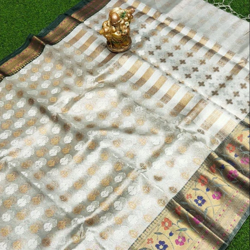 Banarasi Tissue Zari border fancy saree