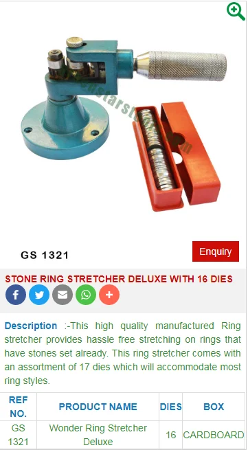 Stone Ring Stretcher Deluxe With 16 Dies JEWELRY MAKING TOOLS INDIA RING & BANGLE ENLARGERS