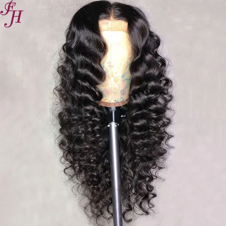 FH Natrual Black Human Hair Wigs Lace Front Closure Wave Full Virgin Wig Brazilian Cuticle Aligned Lace Closure Human Hair Wig