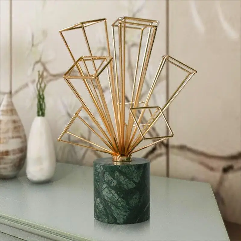 Geometrical Decorative Sculpture With Marble Base Desk Figurine Intelligence Development and Stress Relief Desk Sculpture Decor.