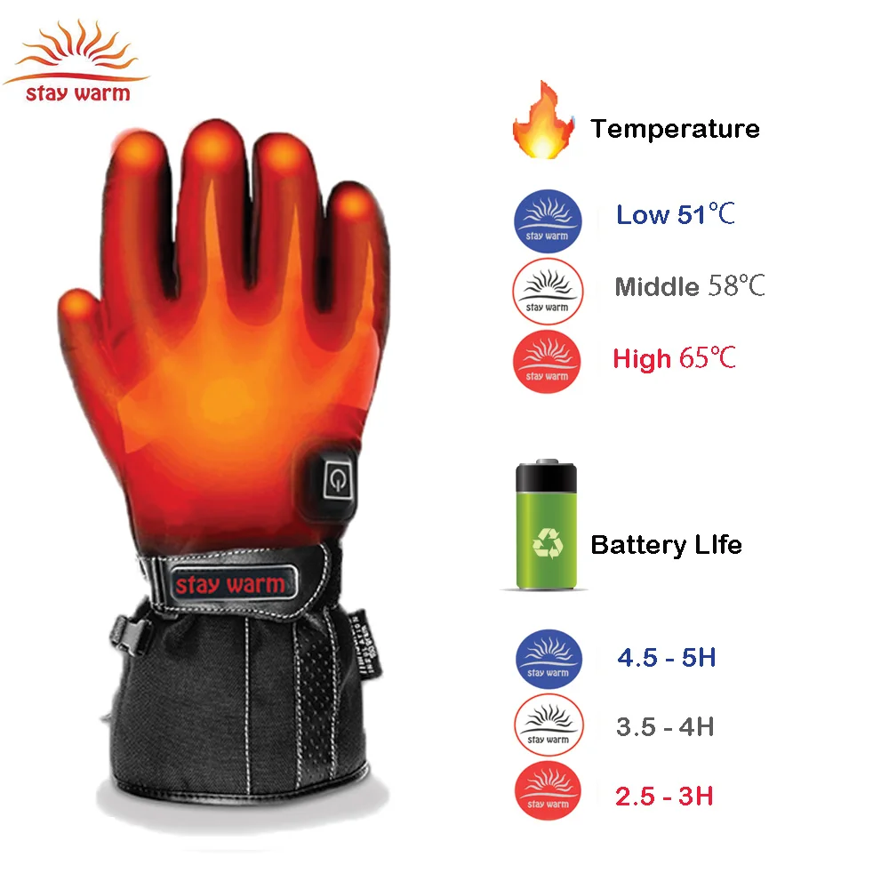 Winter Men Winter Electric Leather Heated Gloves Full Finger Heated  Motorcycle Gloves For Motorcycle Outdoor Work Bike