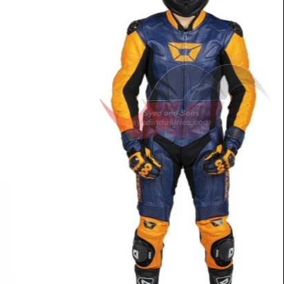 Genuine Leather Motorbike racing  Suit with Back Protector racing functions and safety features protection (SS-2744)