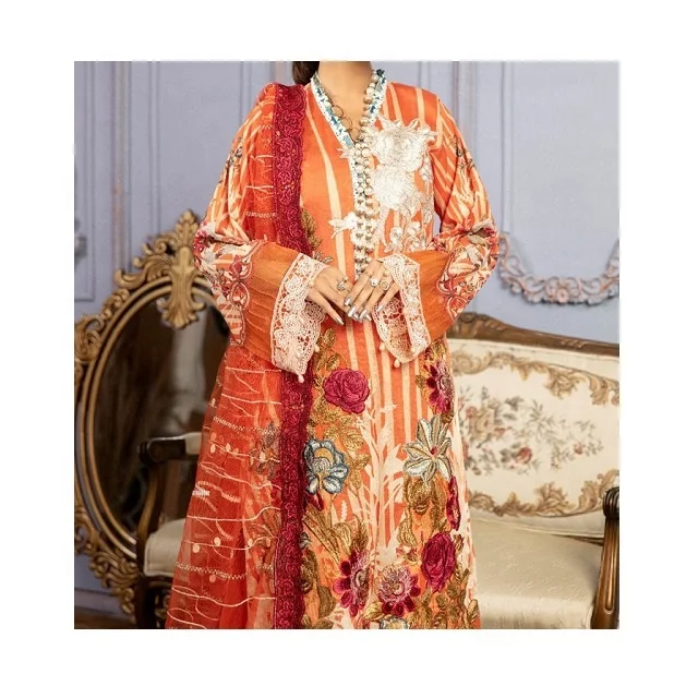 High Quality Lawn 3 Piece Suit For Women In Wholesale Price Made On Demand With Private Label And Custom Packing