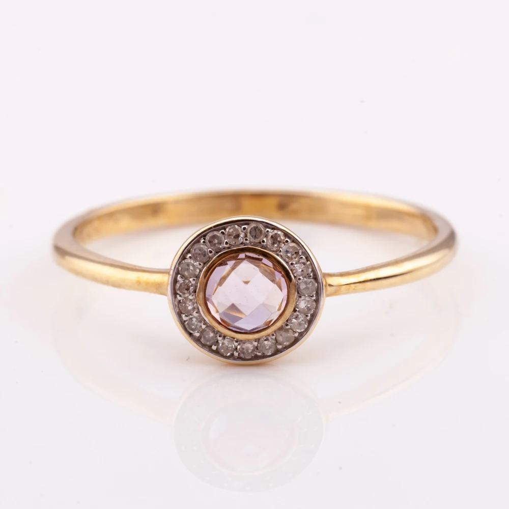 Natural amethyst with diamond 14K gold plated silver  925 with 14K gold plated factory price  from Thailand Manufacturer