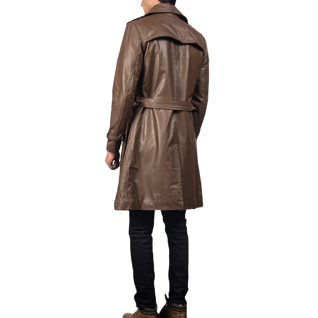 Hot Sale Genuine Cow Hide Leather Top Quality Men Long Trench Coat Fashion Leather Winter Trench Coat