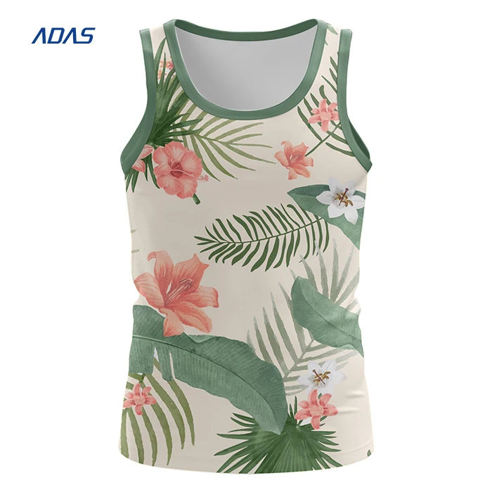 Men Tank Tops  Mesh Fabric Beach Style Quick Dry Vest 3D Sublimation Sleeveless T Shirt Printed Tank Top Custom Design