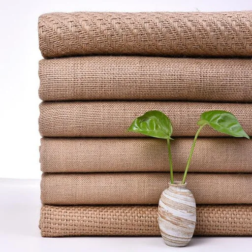 Wholesale Jute Sack Cloth Natural Color Jute Fabric Roll Hemp Bag Plain Cover DIY Accessories Decor Gsm Technics Style Hats Pets