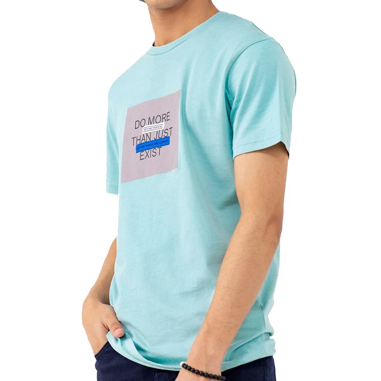 2021 New arrival fashion letter printing Long life durable solid color simple round neck short sleeved t-shirts for males