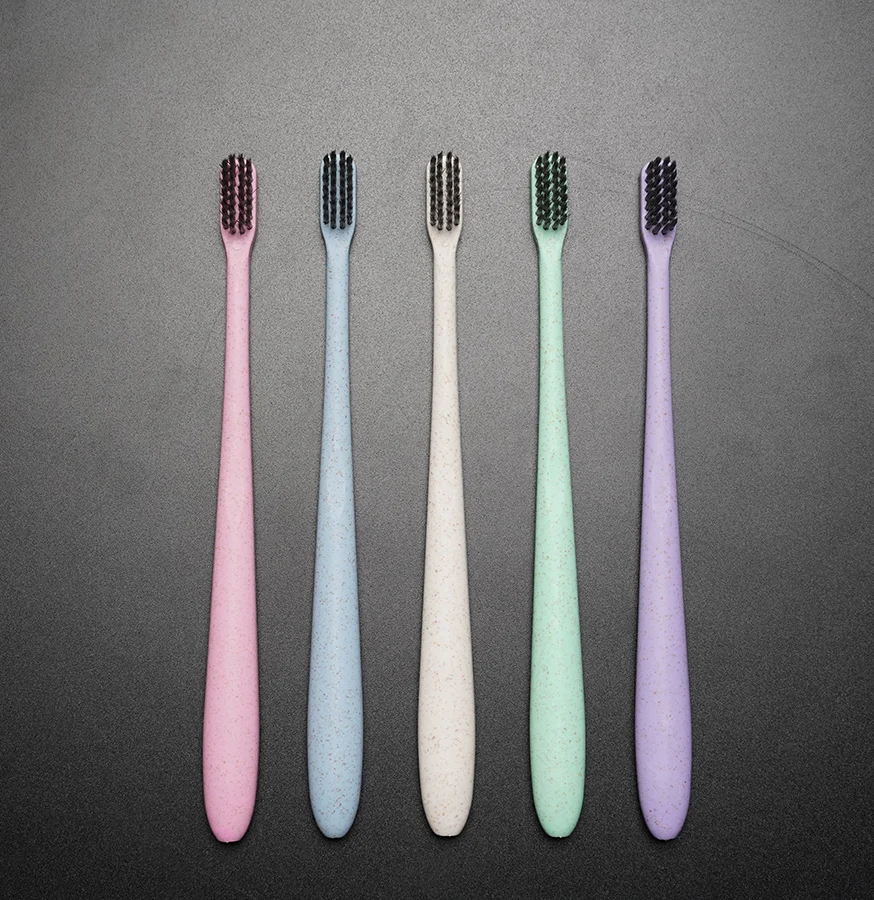 Wheat adult bamboo charcoal toothbrush soft wool family couple children nano straw fine wool wholesale family set