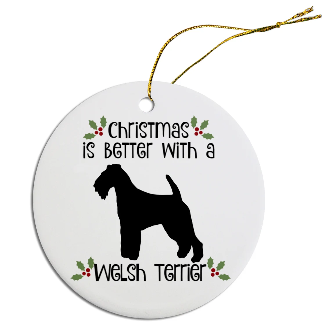 Welsh Terrier Breed Specific Round Christmas Ornament