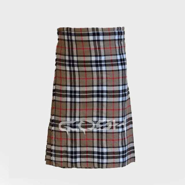 COSH KILT New Camel Thompson Scottish Tartan Plaid Kilt With Leather Straps Gallery Traditional Kilt Vendor From Pakistan