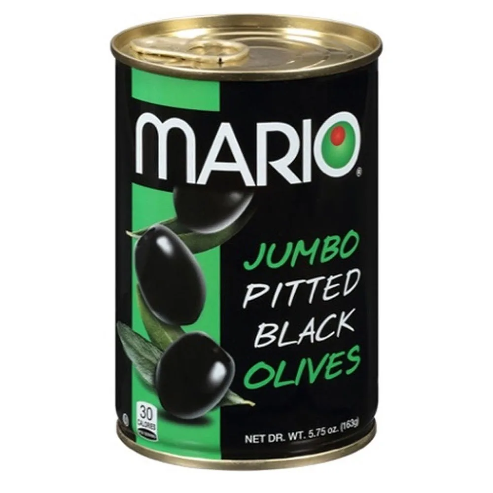 Mario Camacho 5.75oz Ripe Pitted Jumbo Black Olives Unmistakable, Delicious, Bold Flavor Gluten Free Black Olives