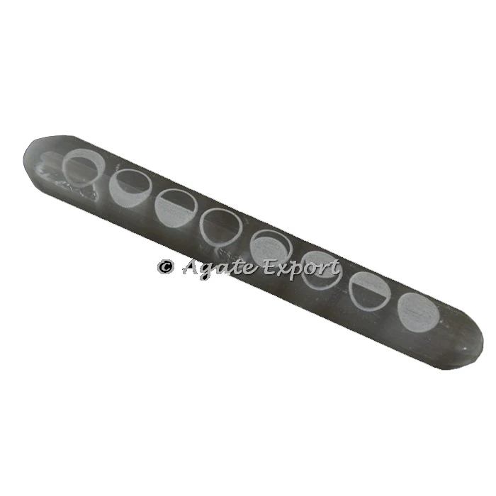 Attractive Mix Stone Selenite Engraved Moon Massage Wands