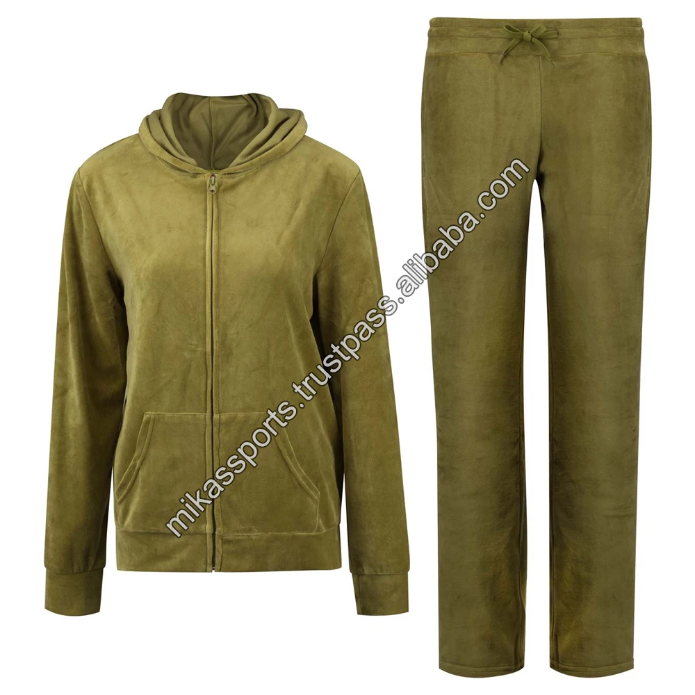 Ladies tracksuit 100% polyester side stripes hoodies top and jogger sports track suit womens