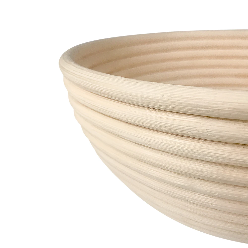 Natural Handmade 9 10 inch Round Baneton Bread Proofing Basket Set Rattan Bread Basket with Linen Cloth