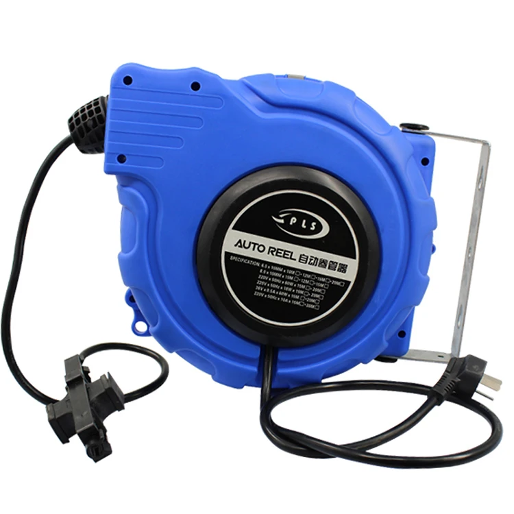Blue electric  hoses reel for car wash steel wire pipes plastic hose reel sprayer