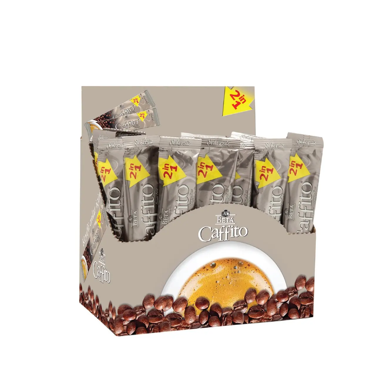 Без сахара, 2 в 1, растворимый кофе. Beta Caffito 2 в 1 Classic 40x14 грамм идеальная смесь кофе и крема
