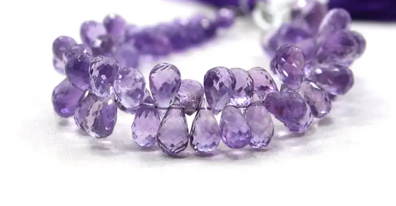 50 Piece Natural Pink Amethyst Gemstone Faceted Teardrop Shape Tiny Briolette Beads for Handmade Jewelry Making