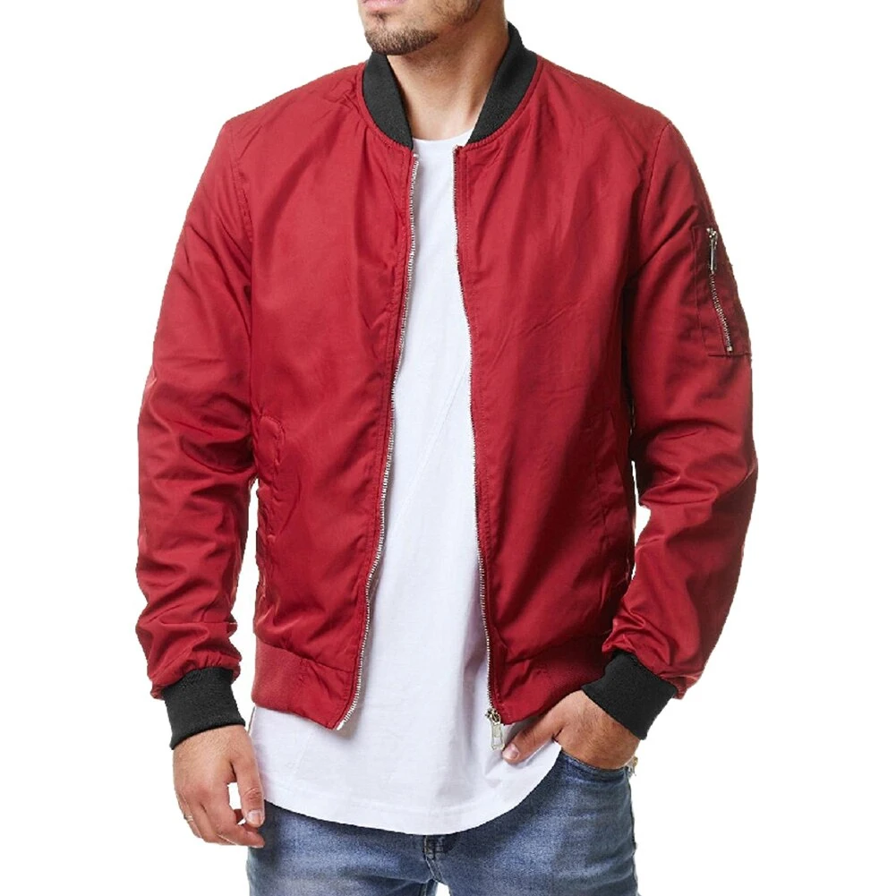 Men Fashion Jackets Men Loose Crew neck Red Black White Winter Sweatshirts Amy Green Colors Outdoor Sport Baseball Bomber Jacket
