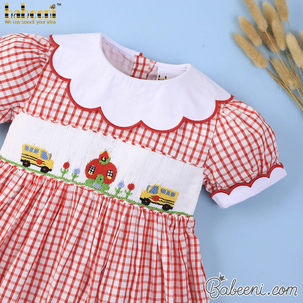 School bus hand smocked bishop dress OEM ODM customized girls smocked dresses wholesale smocked dresses - BB1435