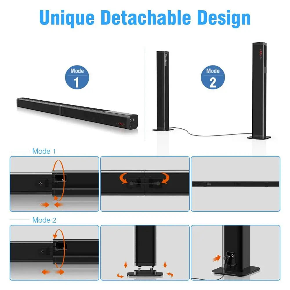 Samtronic amazon горячая Распродажа 2*20 Вт беспроводная звуковая панель с дистанционным управлением ТВ Bluetooth оптическим