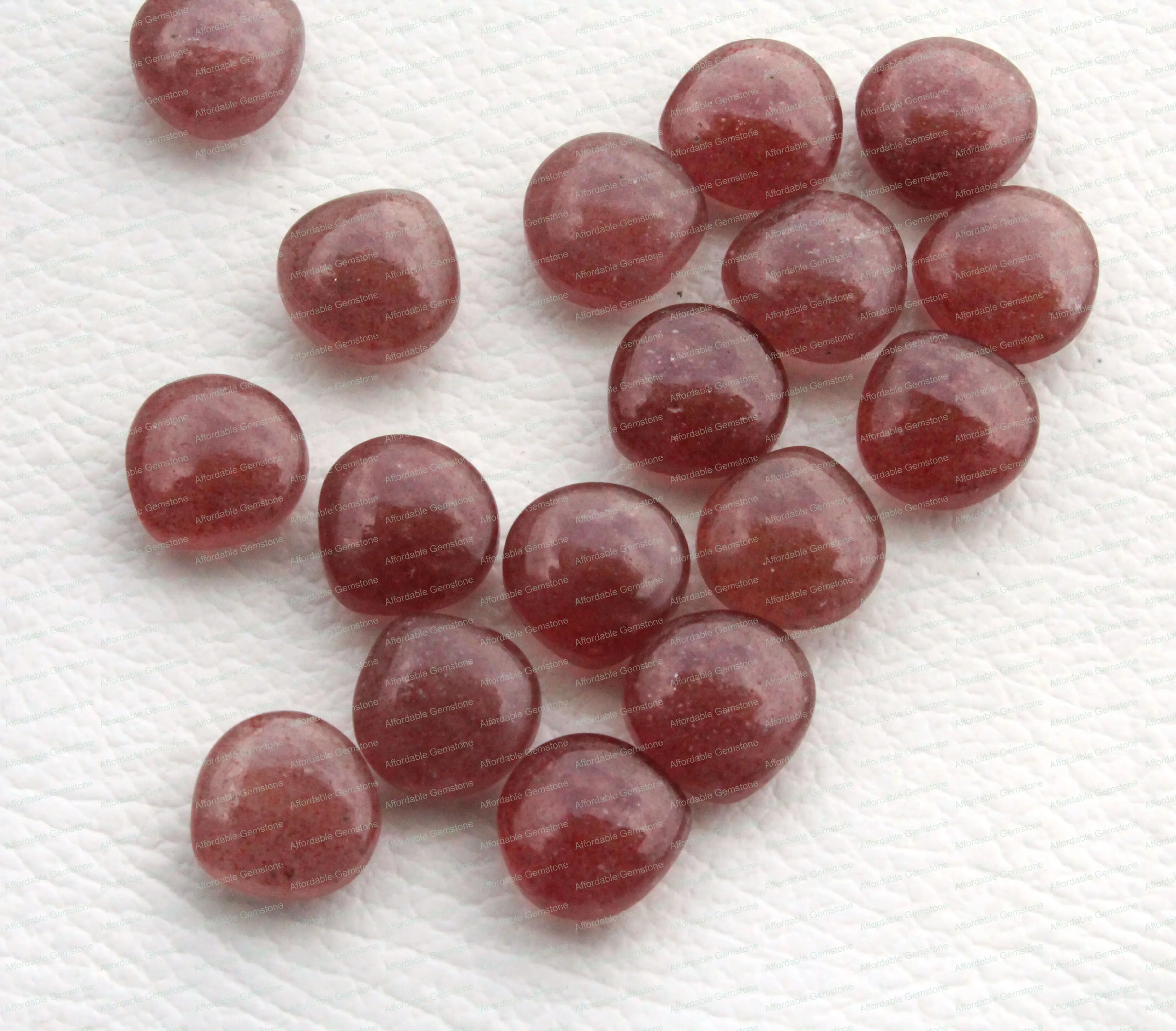 Natural Pink Strawberry Drilled Heart Shape Gemstone Handmade Stone Cabochon Gemstones Gems jewelry Size 12x12 MM