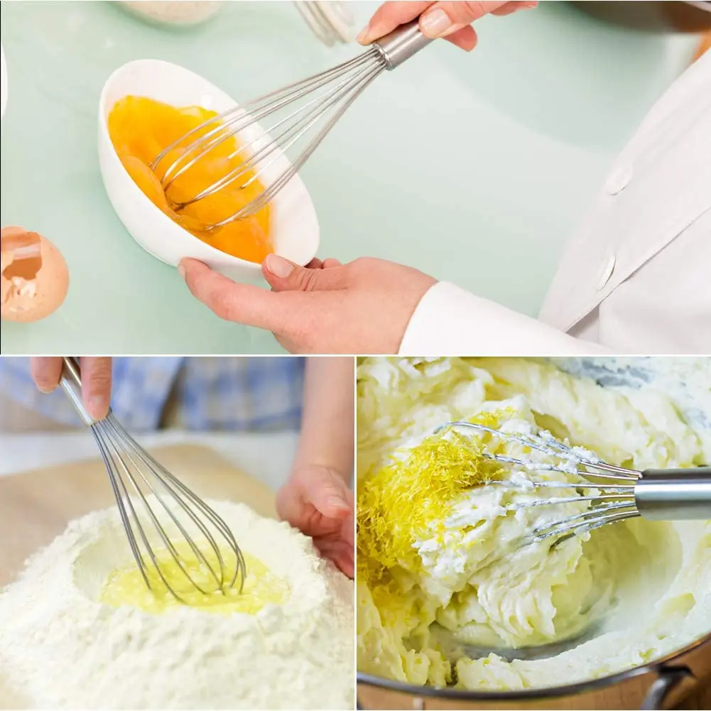 Factory Direct Kitchen Accessories Food Grade Stainless Steel 12 Inch Manual Egg Whisk