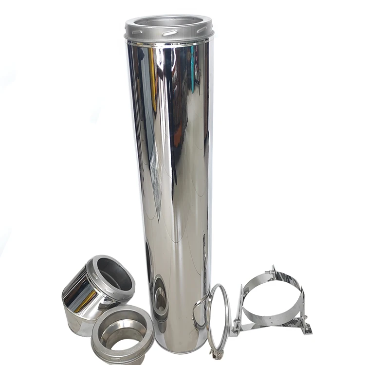 Двойная настенная Поворотная труба из нержавеющей стали с прямым затвором для каминной плиты