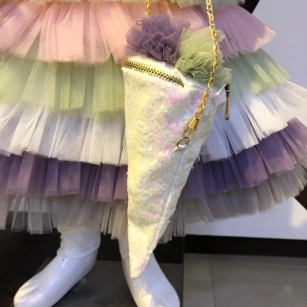 Мульти Свободное платье с специальных мороженого Сумочка местом для хранения праздничное новое дополнение к стильная праздничная одежда платья