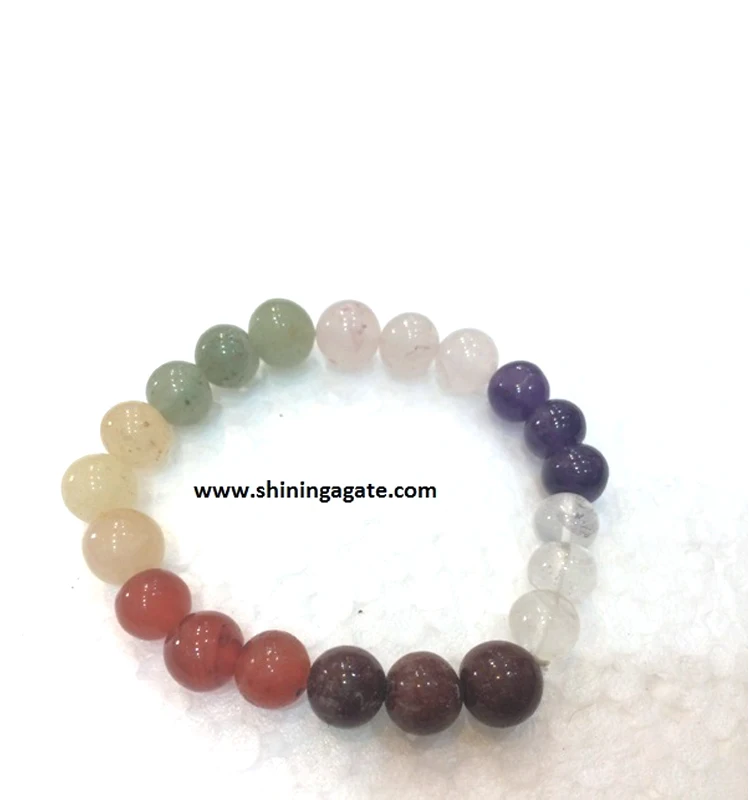  7 Чакра 3 бусины агат эластичный браслет