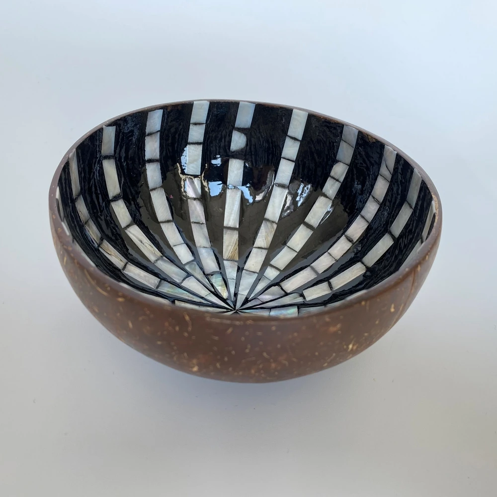 Coconut Shell bowl - HJ CSS 021 BW Sunshine- ATM Coached by  sea shell in Sunshine  pattern- OEM/ODM