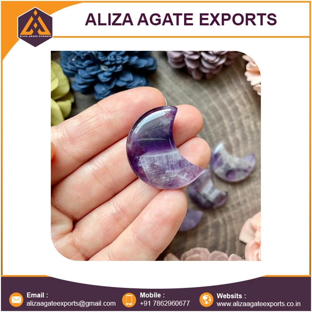 Best Selling Amethyst Crescent Moon For Calming And Peaceful Energy