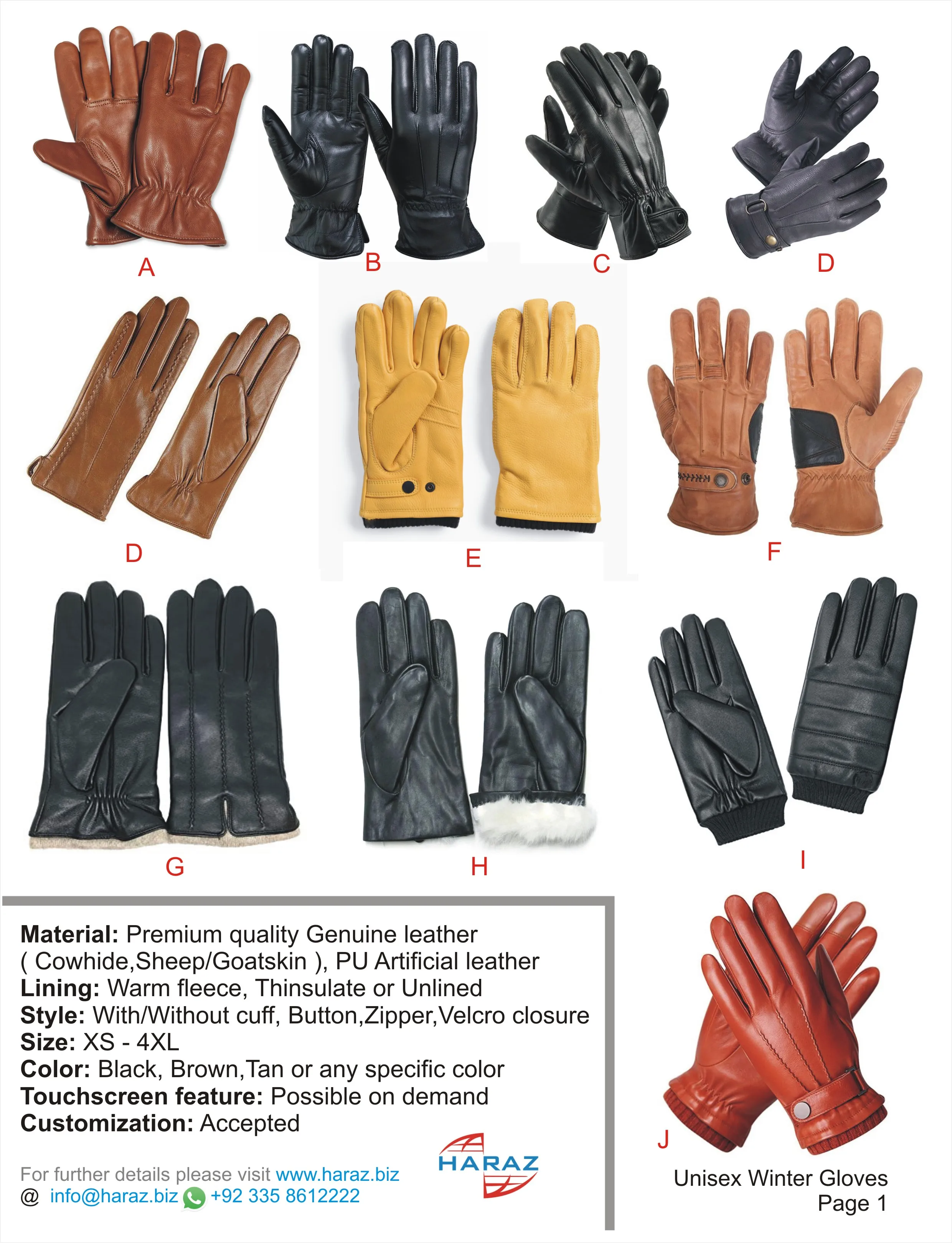 Gloves for men New Winter Series Leather made Gloves Touch Screen Function Lined With Plush Fleece Fabric