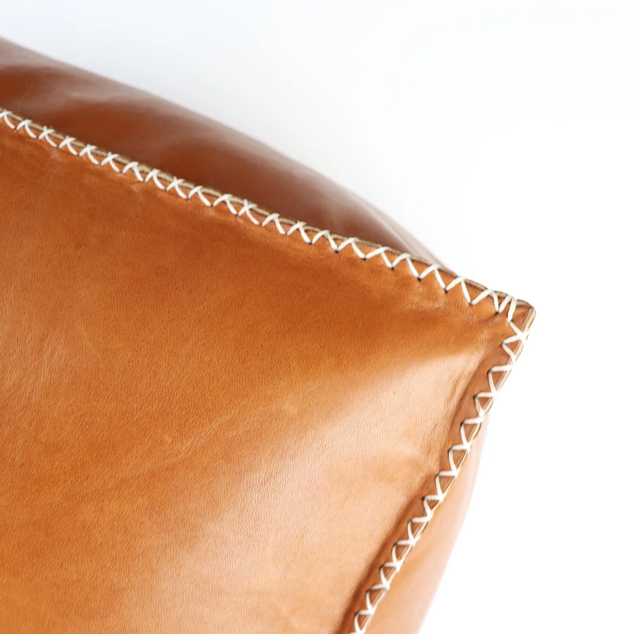 Cognac Color Handmade Moroccan Leather Ottoman Portable Pouf moroccan leather pouf ottoman footstool