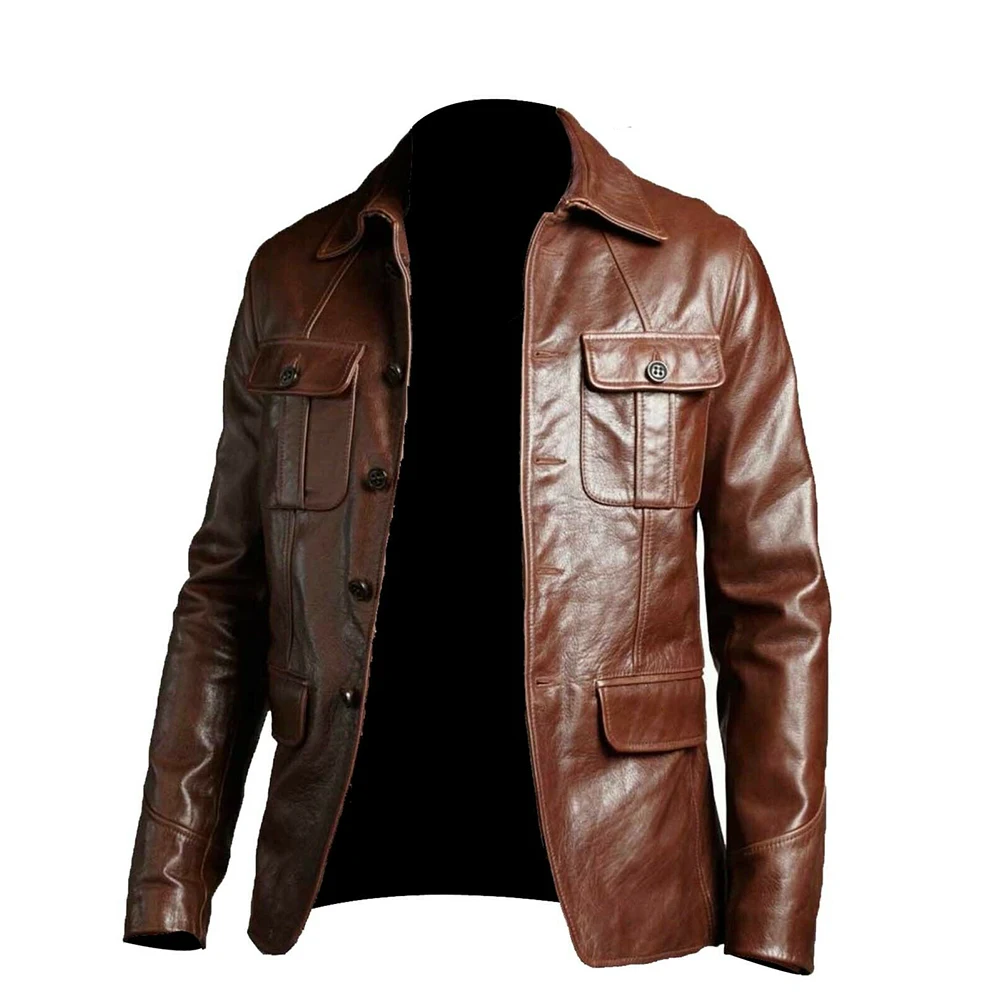 Mens Real Leather Jacket Military Style Real Vintage Leather Jackets