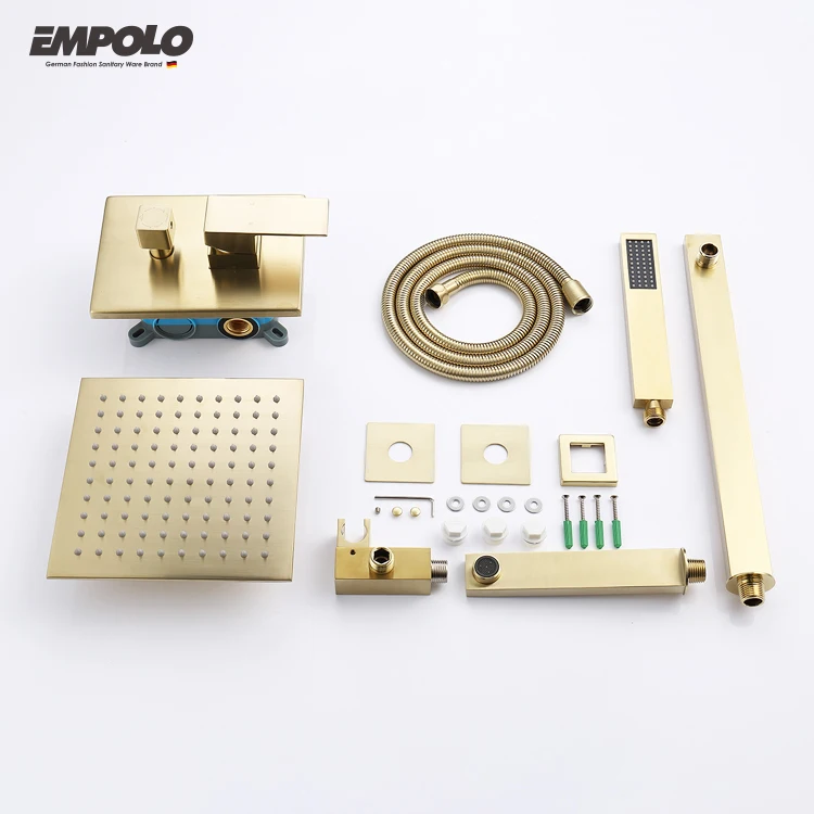 Empolo bath shower mixer New products in shower gold bathroom sets yellow brass rain shower set doucheset goud