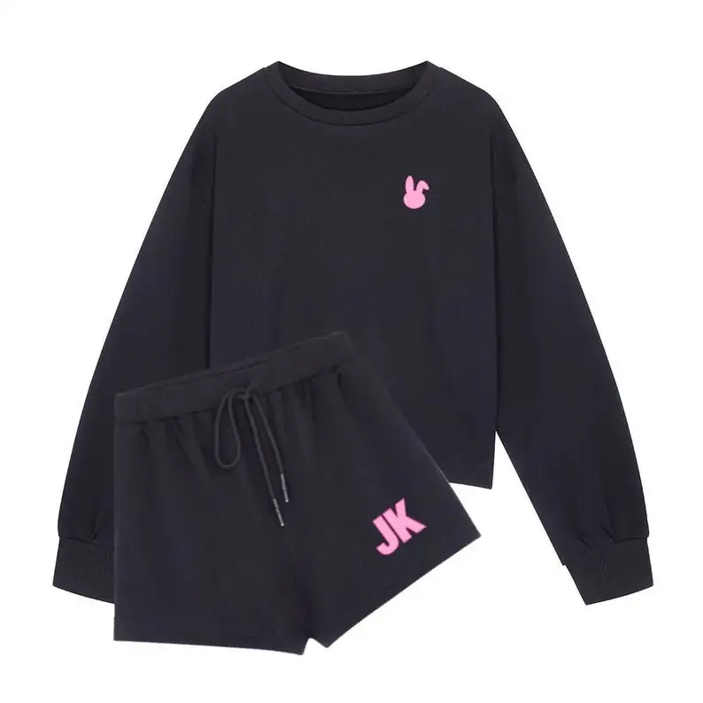 JK Bunny Set Sweatshirt & Shorts Gift Idea Army KPop Merch Pink Cookie Bunny 100% Cotton Sports Suit Shirt and Shorts Set
