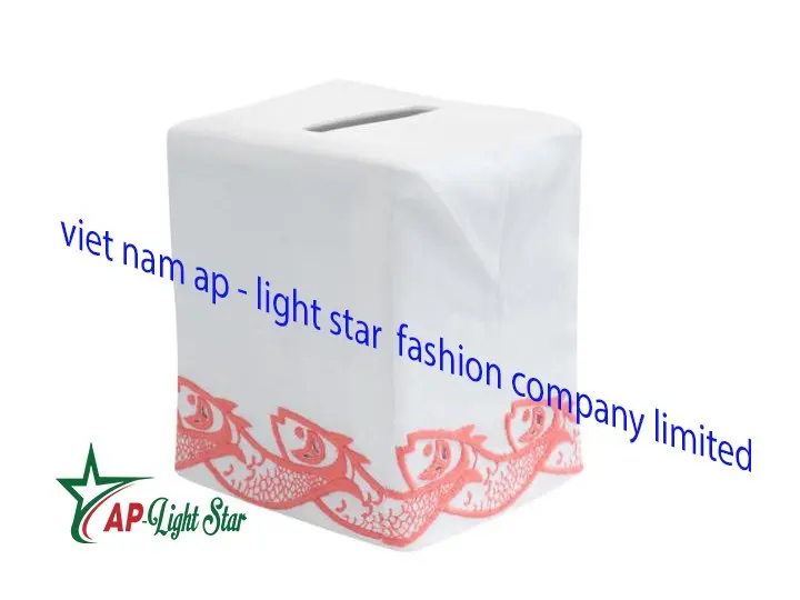 Vietnam High Quality Embroidered Tissue Box Cover Luxury Kitchen Wood Bamboo Plastic Square Storage Organizer for Home Use