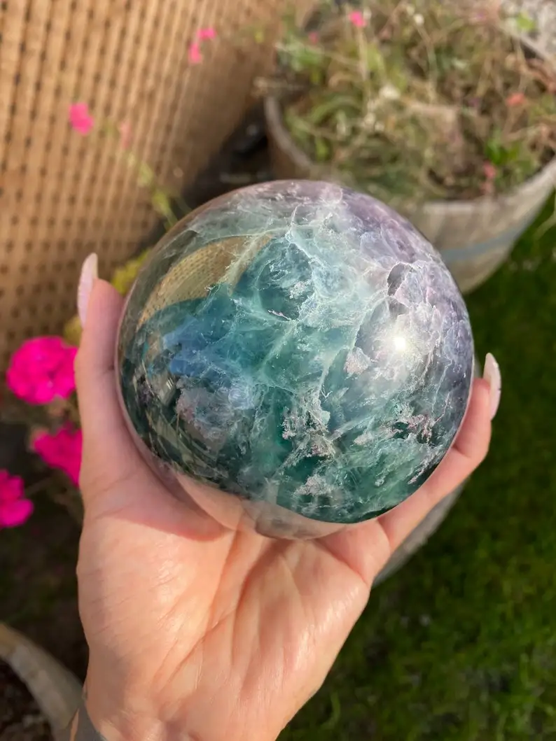 Gemstone Sphere Flourite Crystal Ball Feng Shui Love Ball Rainbow Sphere Quartz & Globe Alfazal Agate Natural 1 Kg Polished