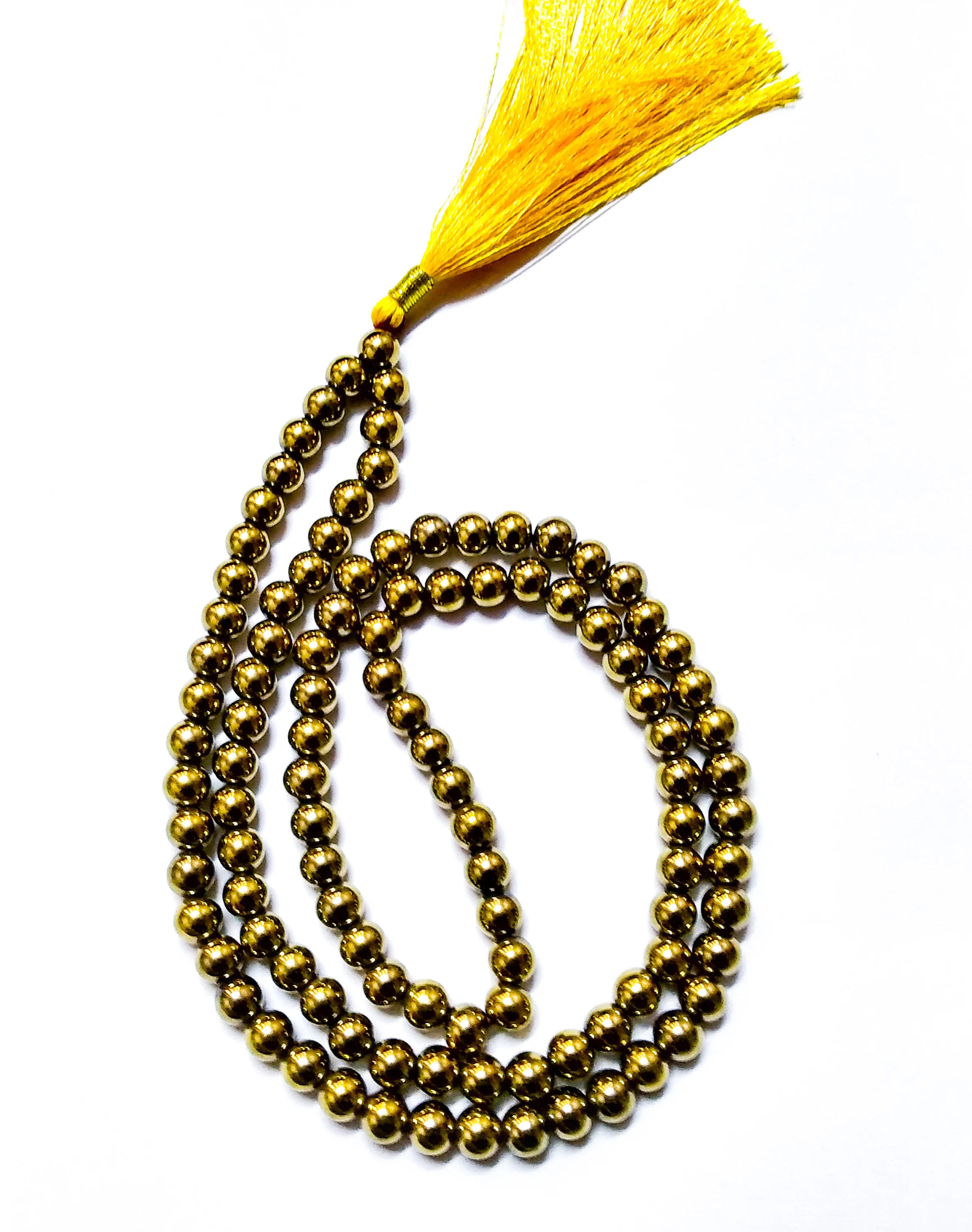 Wholesale High Quality Natural Golden Pyrite 109 Beads Necklace For Jewelry & Prayer Use From India