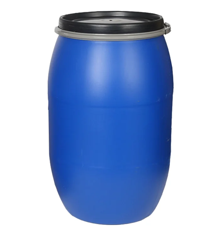 Высококачественный пластиковый барабан из полиэтилена высокой плотности 100 л, синий пластиковый химический барабан с большим отверстием, пластиковый уплотнительный барабан с кольцом