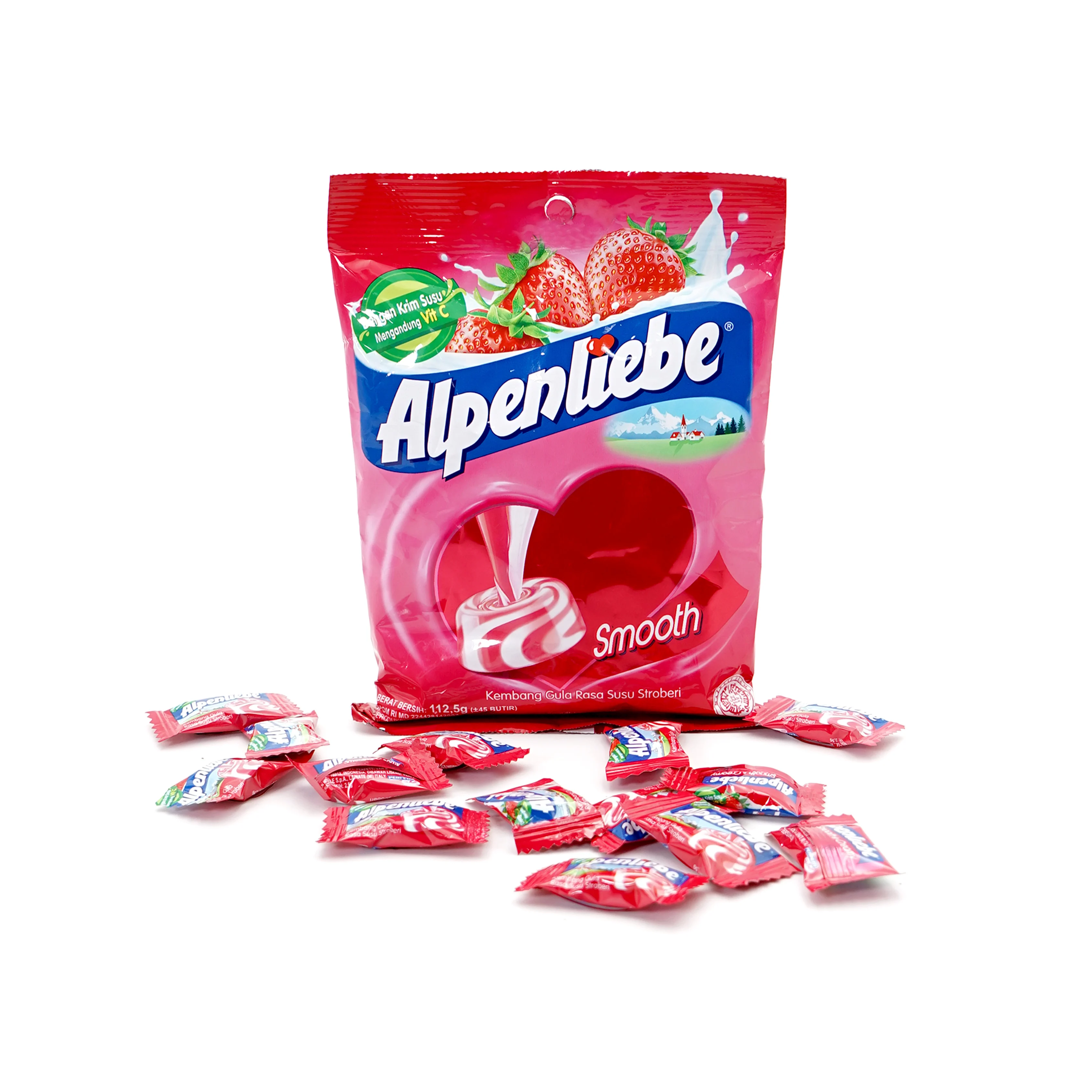
New Product Candy Kids Alpenliebe Starwberry 112g With Caramel with Healthy Milk 